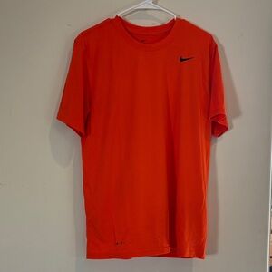 Nike Orange Short Sleeve Performance Tee with Black Swoosh
